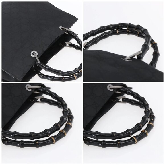 GUCCI Bamboo GG Canvas Hand Bag Black Silver 002 1010 3754 Auth 154446 - Picture 16 of 16